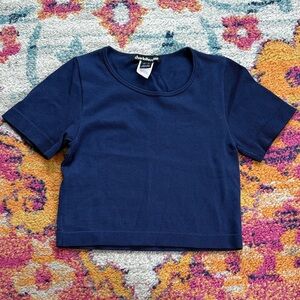 Charlotte Russe Navy Short Cropped Sleeve Tee